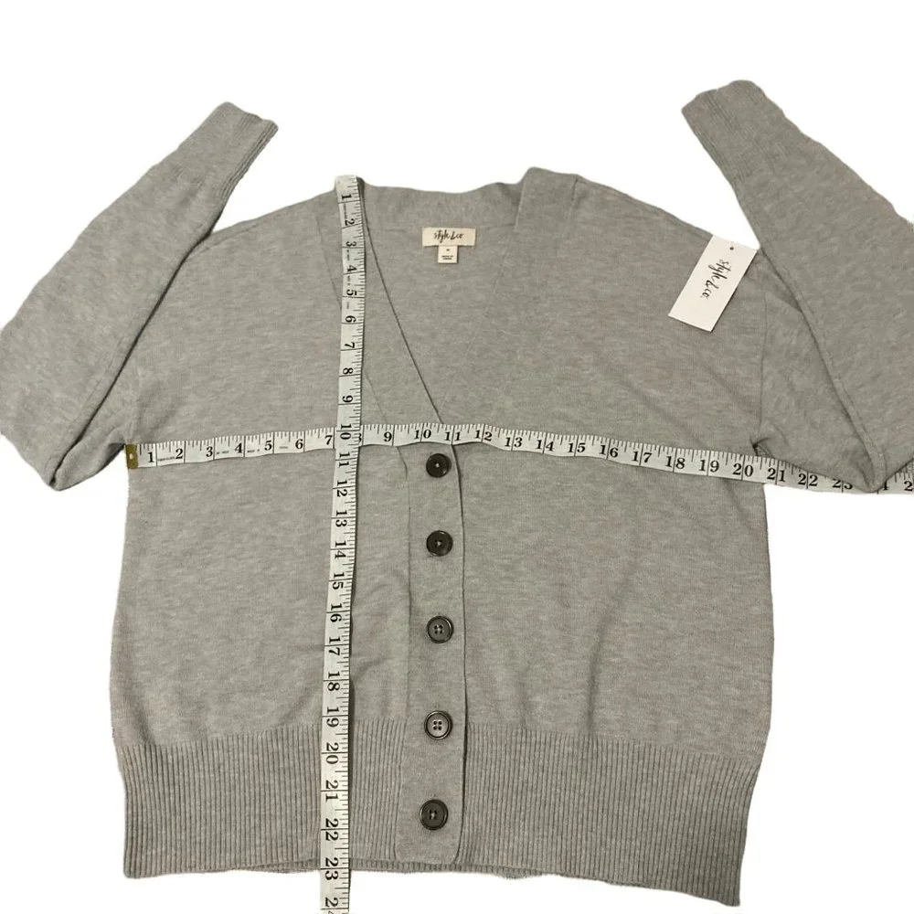 STYLE & CO Cropped Button gray Cardigan size varius casual NWT - Picture 4 of 9